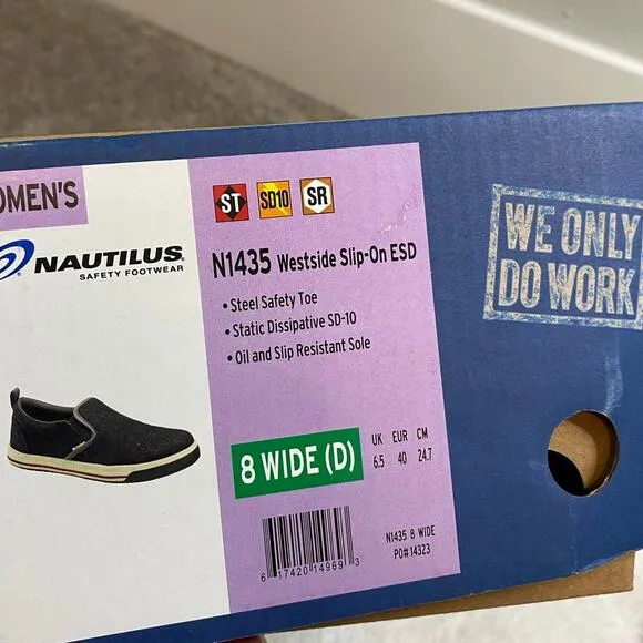 New Nautilus Women's WestSide Slip On Steel Toe Size 8 Wide