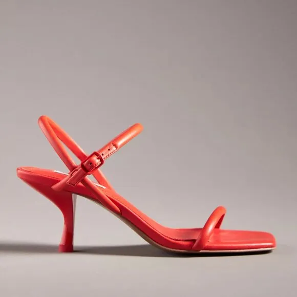 NEW NIB Bibi Lou Simple Strappy Kitten Heels Red 37 6.5