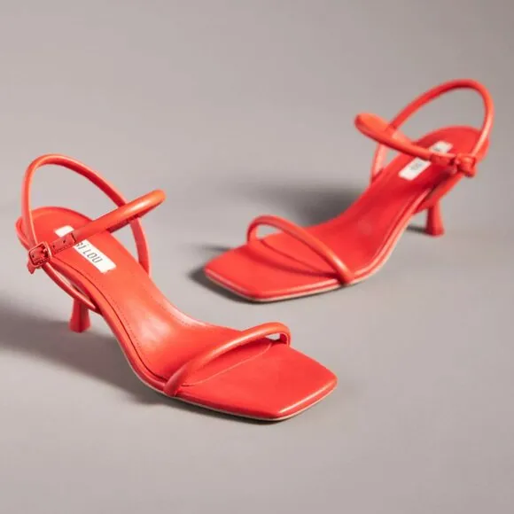 NEW NIB Bibi Lou Simple Strappy Kitten Heels Red 37 6.5