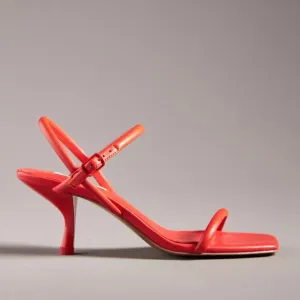 NEW NIB Bibi Lou Simple Strappy Kitten Heels Red 37 6.5