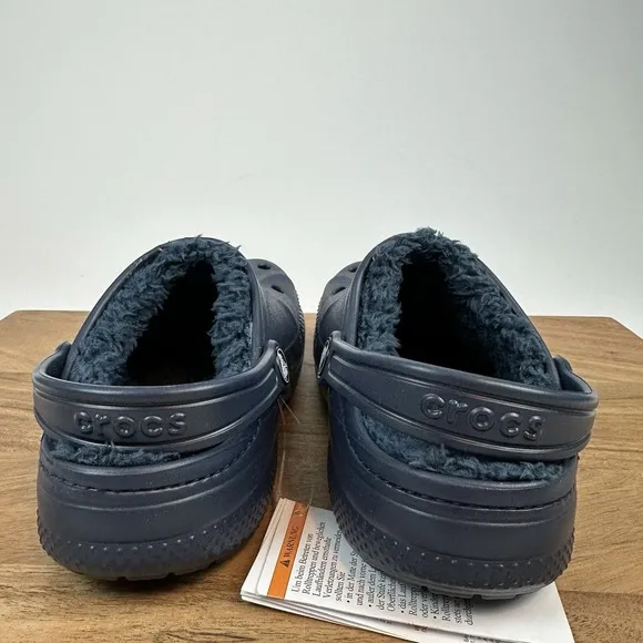 New NWT Big Kids Crocs Baya Lined Navy Blue Comfort Clogs Shoes Size 2 Y
