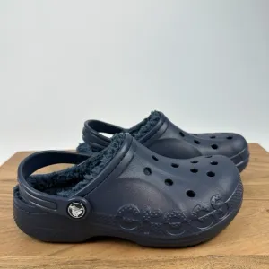 New NWT Big Kids Crocs Baya Lined Navy Blue Comfort Clogs Shoes Size 2 Y