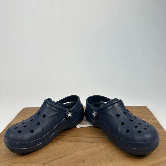 New NWT Big Kids Crocs Baya Lined Navy Blue Comfort Clogs Shoes Size 2 Y