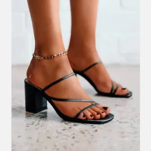 New Princess Polly BILLINI Yazmin heeled mules in Black Size 9
