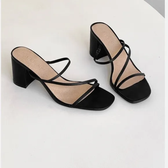 New Princess Polly BILLINI Yazmin heeled mules in Black Size 9