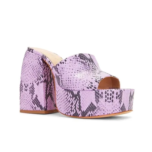 New! Rare SCHUTZ Aretha Chunky Snake Leather Embossed Mules