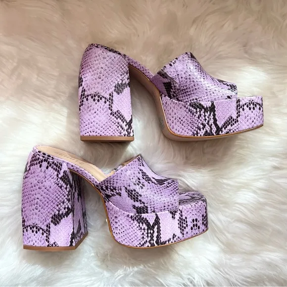 New! Rare SCHUTZ Aretha Chunky Snake Leather Embossed Mules