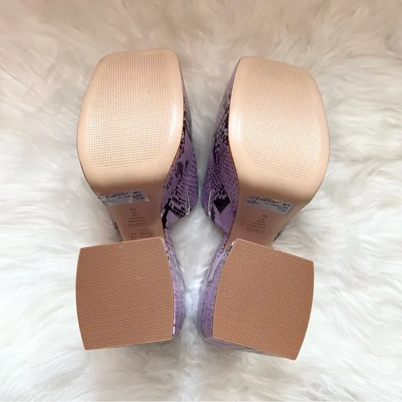 New! Rare SCHUTZ Aretha Chunky Snake Leather Embossed Mules