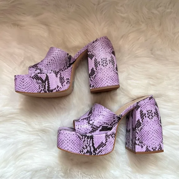 New! Rare SCHUTZ Aretha Chunky Snake Leather Embossed Mules