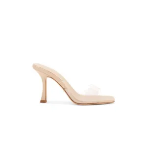 NEW RAYE Julietta Mule in Natural heels slip on clear open toe kitten