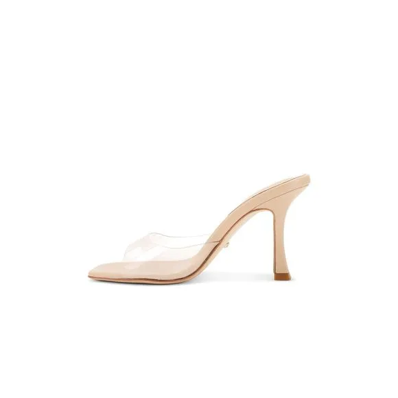 NEW RAYE Julietta Mule in Natural heels slip on clear open toe kitten