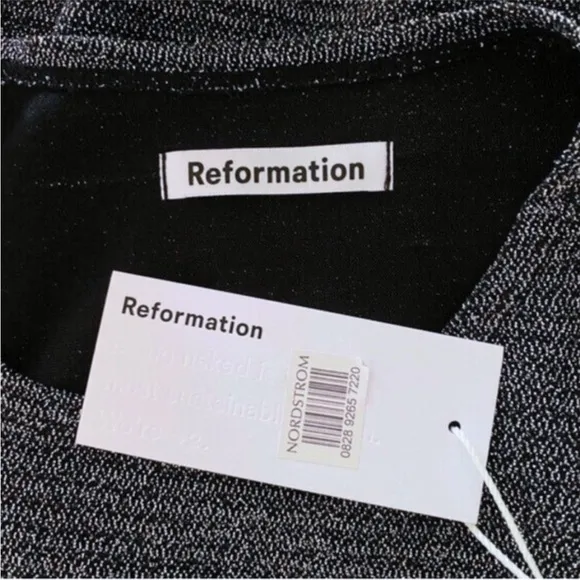 NEW Reformation Riley Dress Silver Sparkle Medium