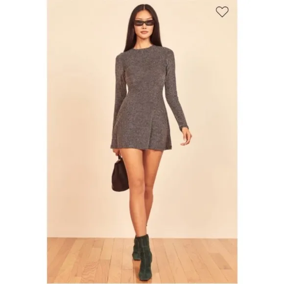 NEW Reformation Riley Dress Silver Sparkle Medium
