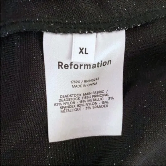 NEW Reformation Riley Dress Silver Sparkle XL