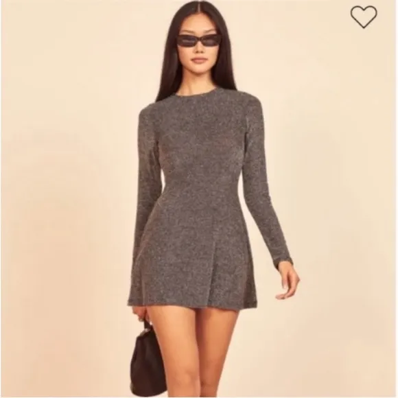 NEW Reformation Riley Dress Silver Sparkle XL