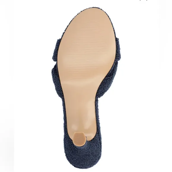 NEW Retro Twist Terry Kickstand Toweling Kitten Heel Sandal Size 8 Nautical Navy