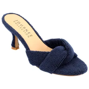 NEW Retro Twist Terry Kickstand Toweling Kitten Heel Sandal Size 8 Nautical Navy