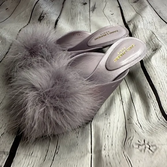 New Saint Laurent Mae 60mm Silk Satin Mule Size 36.5