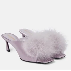 New Saint Laurent Mae 60mm Silk Satin Mule Size 36.5
