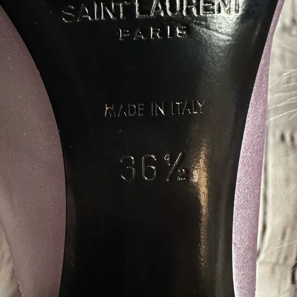 New Saint Laurent Mae 60mm Silk Satin Mule Size 36.5