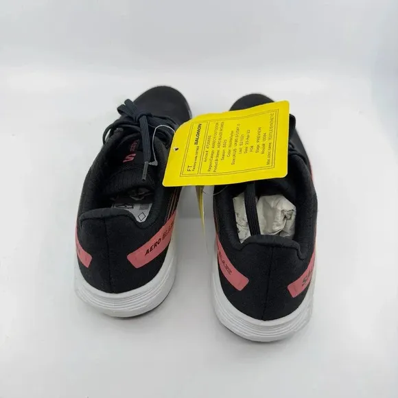 NEW Salomon Aero Blaze Road Running Shoes Black White Tea Rose Size 7 Womens