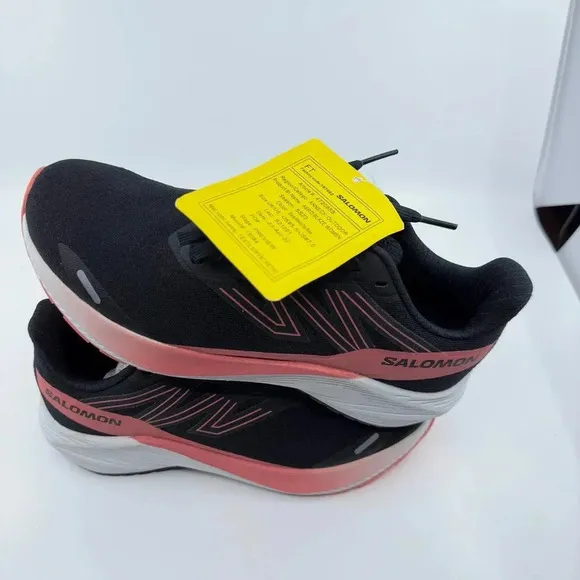 NEW Salomon Aero Blaze Road Running Shoes Black White Tea Rose Size 7 Womens