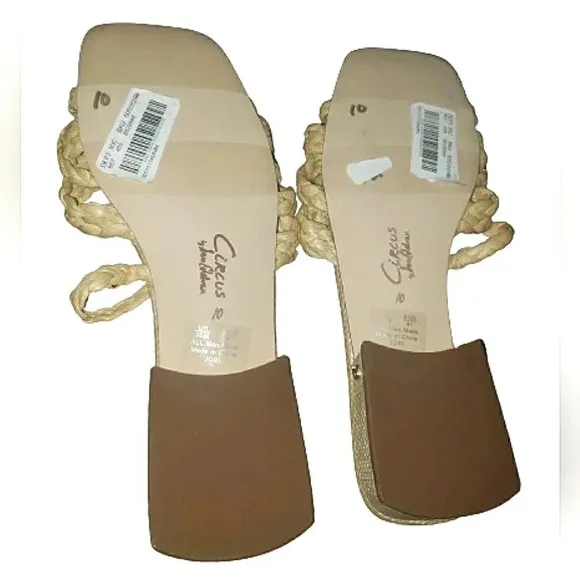 New Sam Edelman 10 Women Raffia Woven Slide Casual Mule Sandals