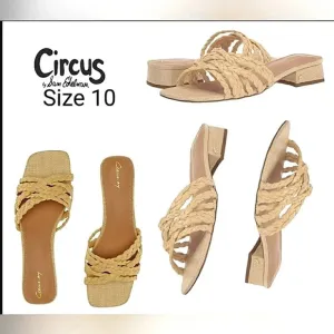 New Sam Edelman 10 Women Raffia Woven Slide Casual Mule Sandals