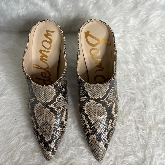 New Sam Edelman Reverie 2 Python Snake Ankle Boot Block Pointed Toe Mules 6.5