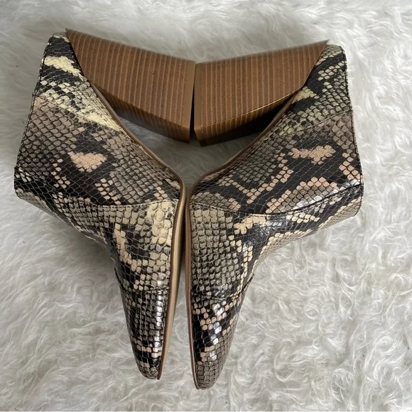 New Sam Edelman Reverie 2 Python Snake Ankle Boot Block Pointed Toe Mules 6.5
