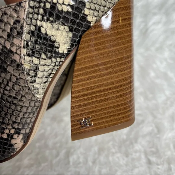 New Sam Edelman Reverie 2 Python Snake Ankle Boot Block Pointed Toe Mules 6.5