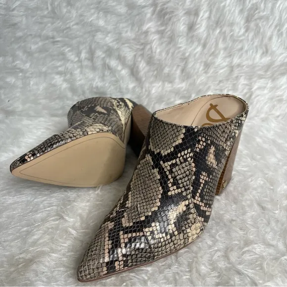 New Sam Edelman Reverie 2 Python Snake Ankle Boot Block Pointed Toe Mules 6.5