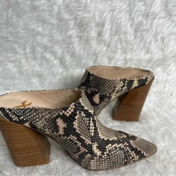 New Sam Edelman Reverie 2 Python Snake Ankle Boot Block Pointed Toe Mules 6.5