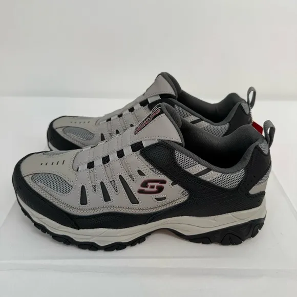 New Skechers After Burn M Fit Wonted Gray Black Mens Extra Wide Slip On Sneakers