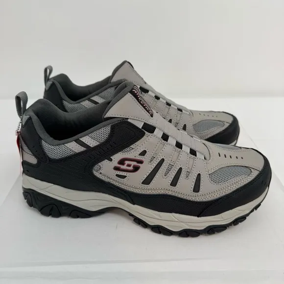 New Skechers After Burn M Fit Wonted Gray Black Mens Extra Wide Slip On Sneakers