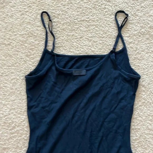 NEW! Skims Soft Ribbed Lounge Long Slip Dress Maxi Navy Blue Size Large