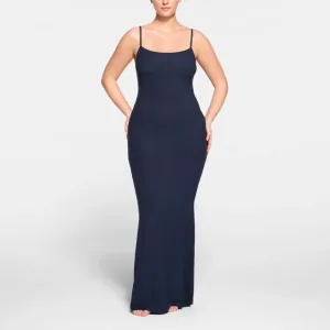 NEW! Skims Soft Ribbed Lounge Long Slip Dress Maxi Navy Blue Size Large
