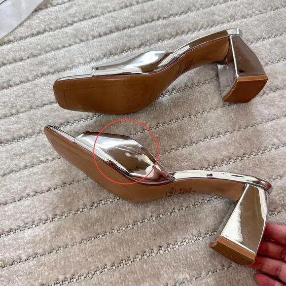 NEW Sol Sana Lenny Leather Mules in Silver Metallic Size 8