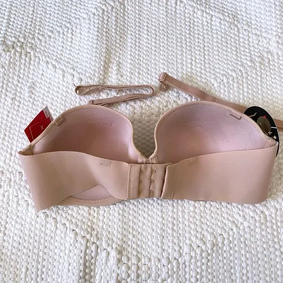 NEW Spanx Up For Anything Strapless Bra Beige with Straps Padded Size 32DD $96