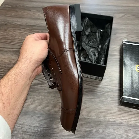NEW Stacy Adams Madison Brown Cap Toe Oxfords 12 D