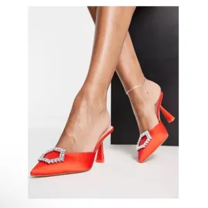 New! STEVE MADDEN Luxe City Embellished Satin Heeled Mules