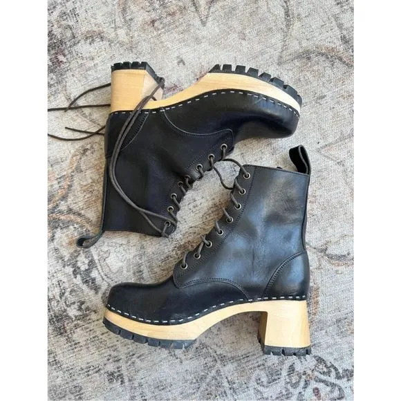 New Swedish Hasbeens Hippie Lace Up Boots Size 38