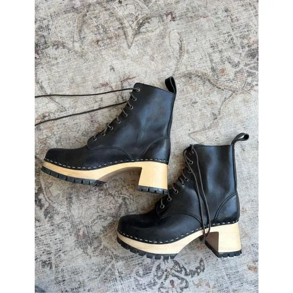 New Swedish Hasbeens Hippie Lace Up Boots Size 38