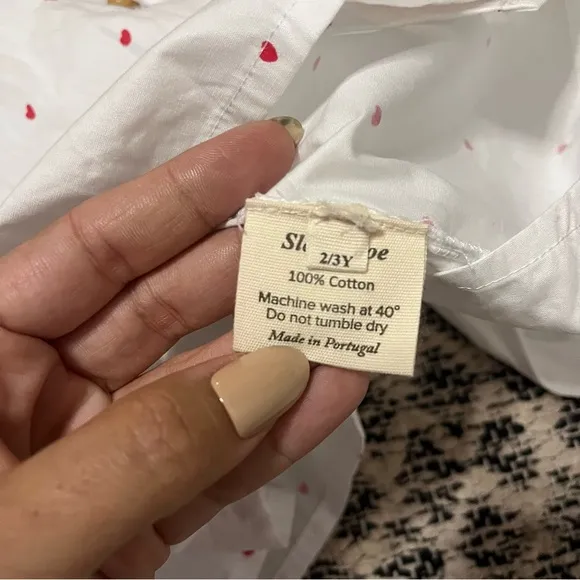 New The Sleepy Doe Heart Print Poplin Cotton Pajama Set Size 2/3Y