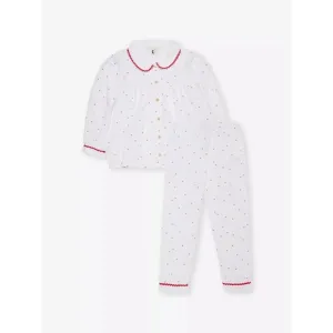 New The Sleepy Doe Heart Print Poplin Cotton Pajama Set Size 2/3Y
