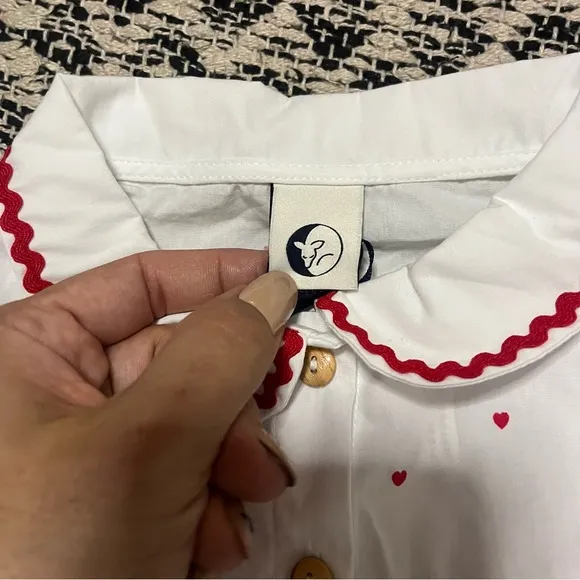 New The Sleepy Doe Heart Print Poplin Cotton Pajama Set Size 2/3Y