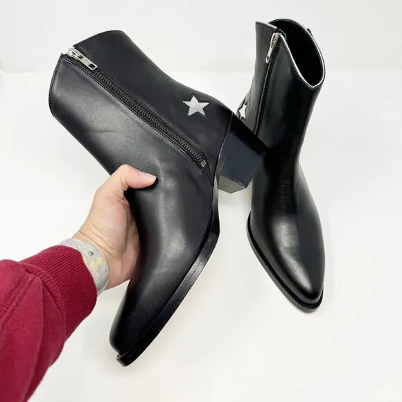 NEW Thursday Boot Co. Country Star Black Ankle Zipper Western Booties US 6.5