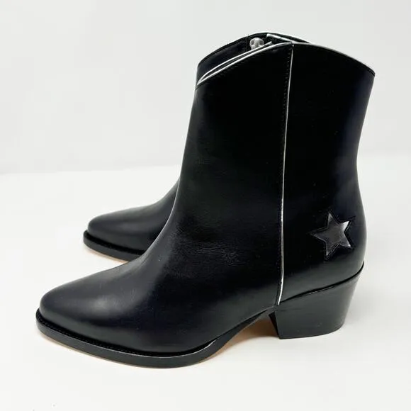 NEW Thursday Boot Co. Country Star Black Ankle Zipper Western Booties US 6.5