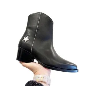 NEW Thursday Boot Co. Country Star Black Ankle Zipper Western Booties US 6.5