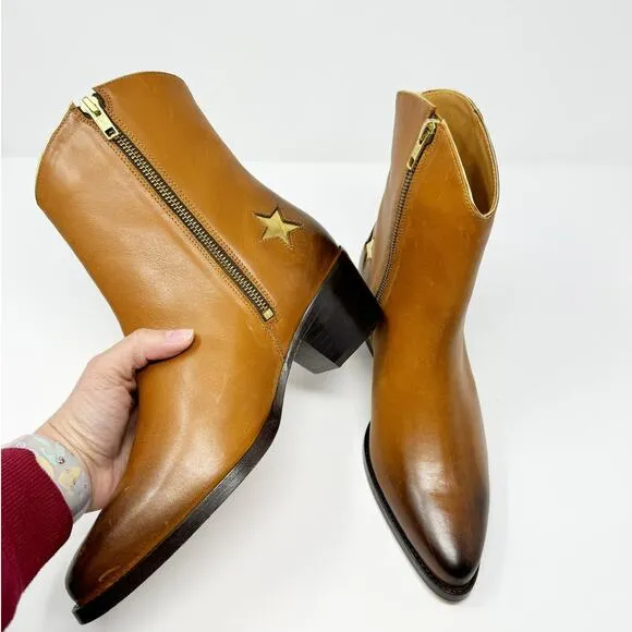 NEW Thursday Boot Co. Sedona Country Star Brown Ankle Zipper Western Booties 7.5